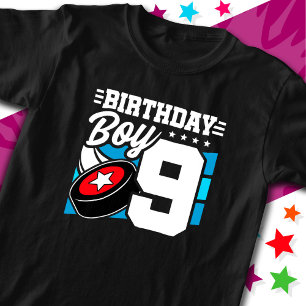 Camiseta Festa de Hóquei de 9 Anos Tema 9º Aniversário