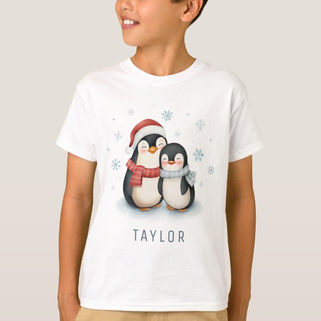 Camiseta Festa de inverno linda e com pinguins (Frente)
