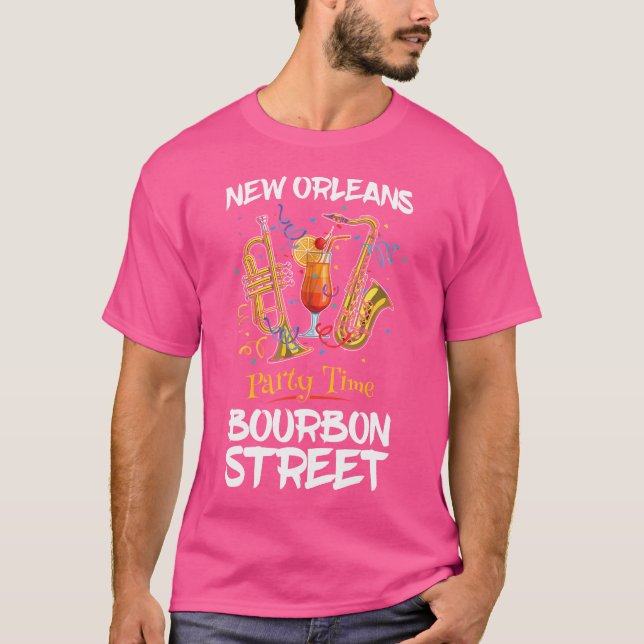 Camiseta Festa de Jazz da Rua Bourbon, Nova Orleans (Frente)