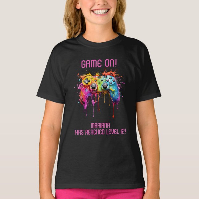 Camiseta Festa de Jogo Rosa Gamer (Frente)