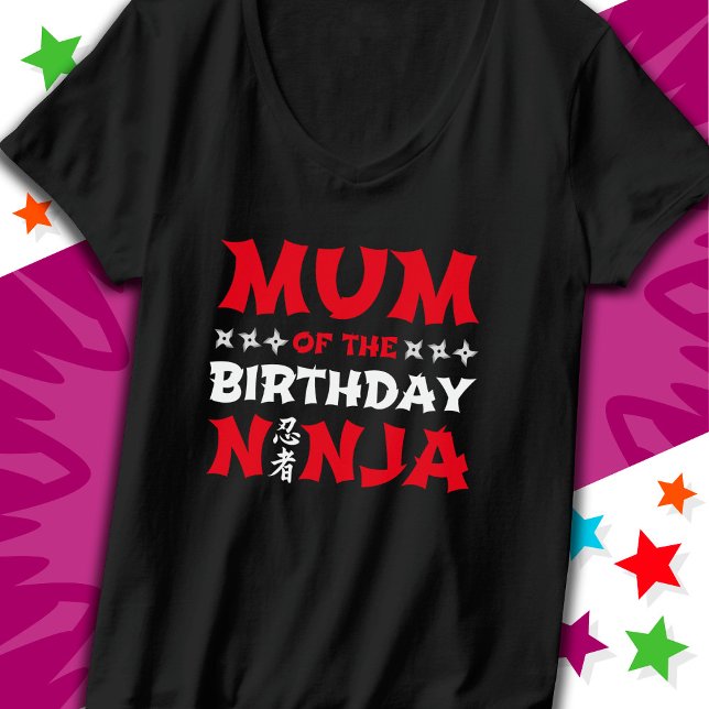 Camiseta Festa de Karate Kids Mãe de aniversário Ninja (Criador carregado)