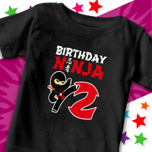 Camiseta Festa de Karate Ninja de 2 Anos Crianças 2º Aniver