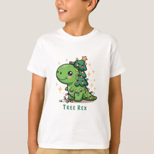 Camiseta Festa de Luz do Dinossauro de Natal, Árvore Engraç