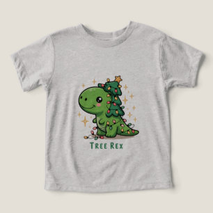 Camiseta Festa de Luz do Dinossauro de Natal, Árvore Rex En