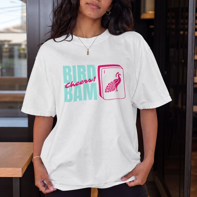 Camiseta Festa de Mahjong Bam Pássaro Aplaudindo (Criador carregado)
