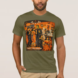 Camiseta Festa de Martini de Halloween no Estilo Moderno de