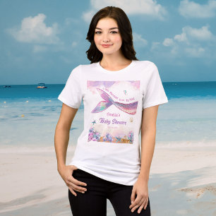 Camiseta Festa de Menina Oceano Cauda de Sereia Pastel