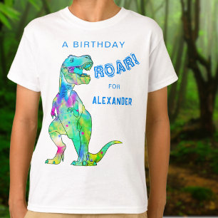Camiseta Festa de Menino de Nascimento do Dinossauro T-Rex
