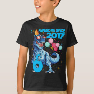 Camiseta Festa de Menino Dinossauro, 6 de Aniversário, 2017