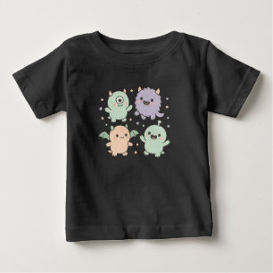 Camiseta Festa de Monstros Bebês Cute Pastel Amigos de Hall