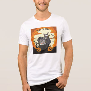 Camiseta Festa de Morcego Assustador e Fofo de Halloween