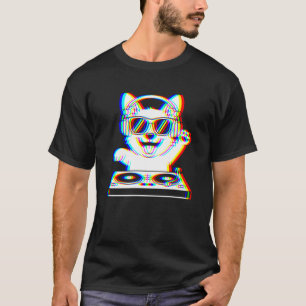 Camiseta Festa de Música Rave EDM Glitch DJ Corgi Engraçado