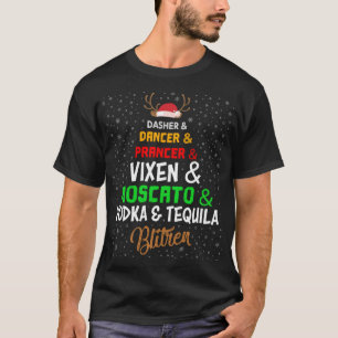 Camiseta Festa de Natal com Nomes de Álcool Engraçados