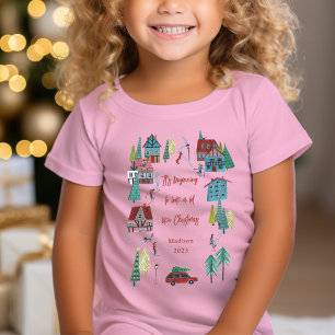 Camiseta Festa de Natal da aldeia de esqui nórdico fofa