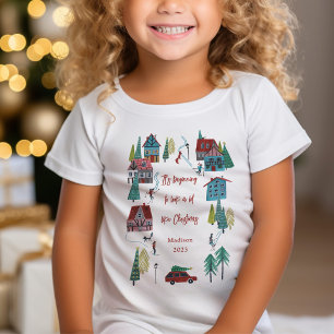 Camiseta Festa de Natal da Aldeia de Esqui Nórdico Fofa