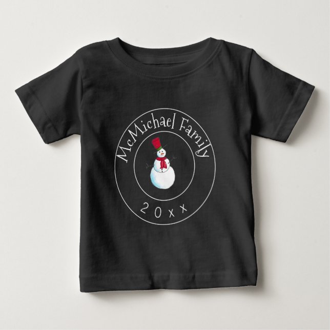 Camiseta Festa de Natal da Família Bonita Snowman Bebê Body (Frente)
