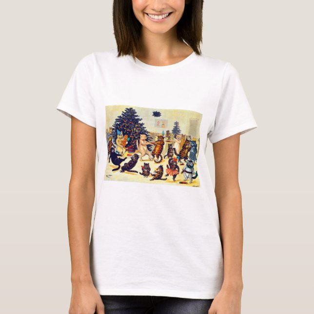 Camiseta Festa de Natal de Cat, Louis Wain (Frente)