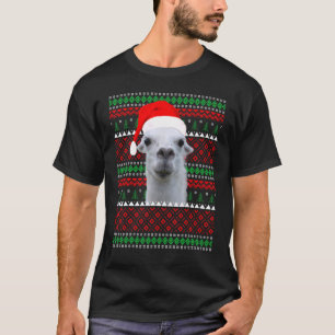 Camiseta Festa de Natal de Llama e Santa Hat