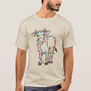 Camiseta Festa de Natal de Vaca Fresca Fazenda de Feriado