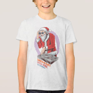 Camiseta Festa de Natal DJ Papai Noel para Crianças