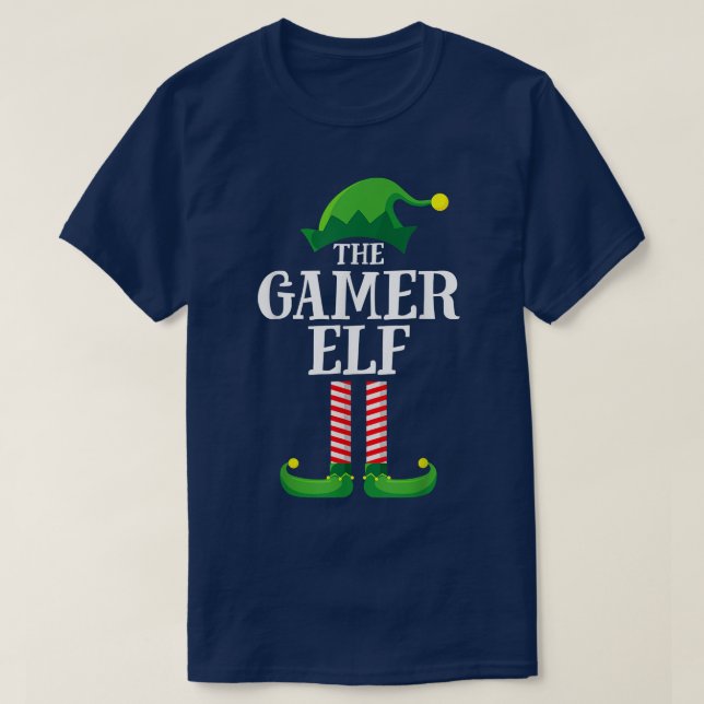 Camiseta Festa de Natal do Gamer Elf Matching Family Group  (Frente do Design)