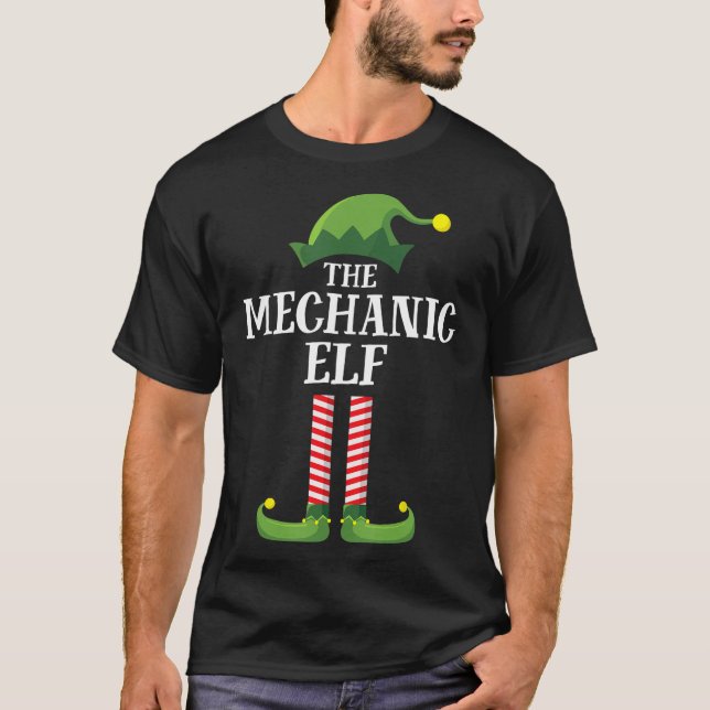 Camiseta Festa de Natal do Grupo da Família Mechanic Elf Ma (Frente)