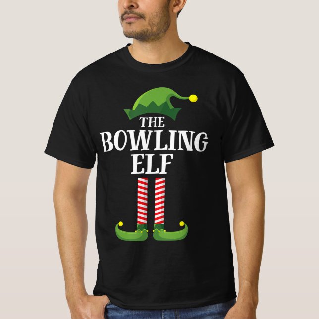 Camiseta Festa de Natal do Grupo Familiar de boliches Elf C (Frente)