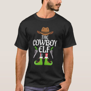 Camiseta Festa de Natal do Grupo Familiar do Cowboy Elf Mat