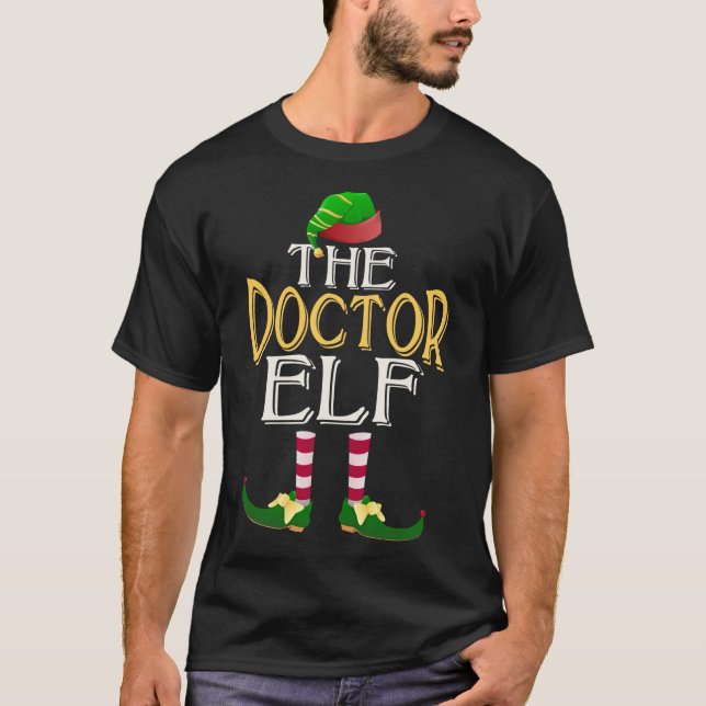 Camiseta Festa de Natal do Grupo Familiar do Dr Elf Hat Eng (Frente)