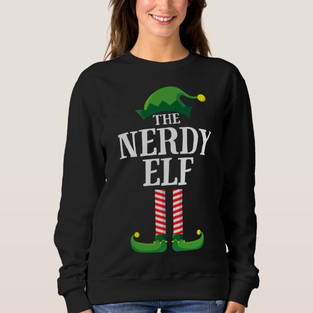 Camiseta Festa de Natal do Grupo Familiar Nerdy Elf Matchin (Frente)