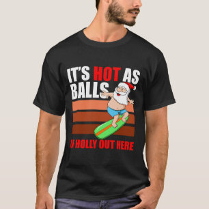 Camiseta Festa de Natal do Papai Noel Surfista Quente como