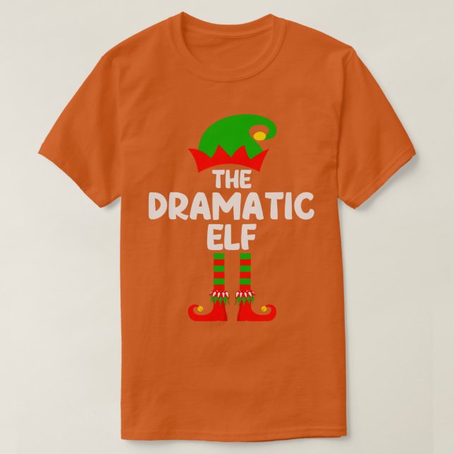 Camiseta Festa de Natal Dramática do Grupo Familiar Elf Cor (Frente do Design)