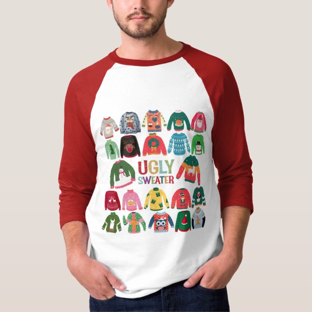Camiseta Festa de Natal Feia Raglan (Frente)