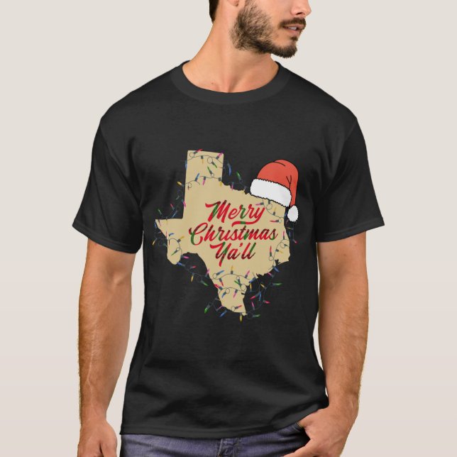 Camiseta Festa de Natal Merry Yall Matching Family T (Frente)