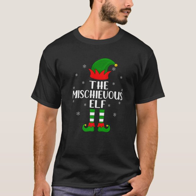 Camiseta Festa de Natal Mischievous Elf Matando Famil (Frente)