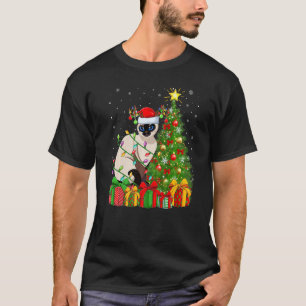 Camiseta Festa de Natal Papai Noel Gato Balinês Árvore de N