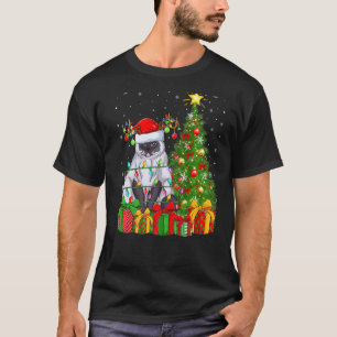 Camiseta Festa de Natal Papai Noel gato Himalaia Árvore de 