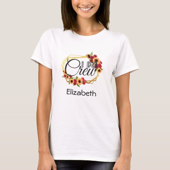 Camiseta Festa de Noiva, Equipe do Eu Digo Sim, Girassóis,  (Frente)