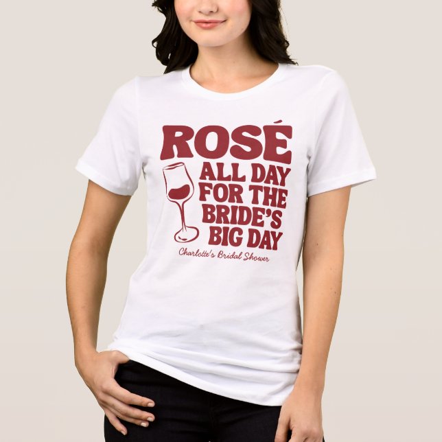 Camiseta Festa de Noivado Burgundy Rose All Day (Frente)