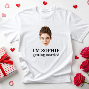 Camiseta Festa de Noivado com Foto do Rosto Personalizado d