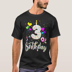 Camiseta Festa de Nozes de Bday de 3 Anos aniversário de 3