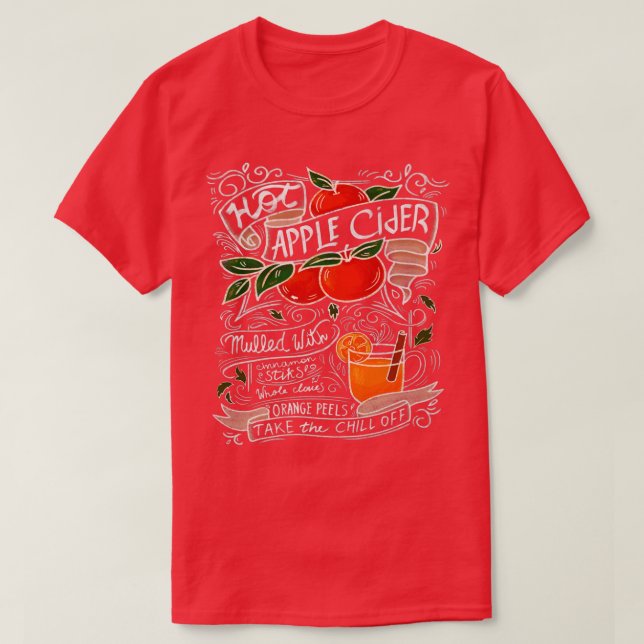 Camiseta Festa de outono de outono de Recipiente de Maçã Qu (Frente do Design)
