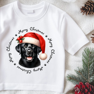 Camiseta Festa de Papais noeis de Labrador Cachorro Fúcil N