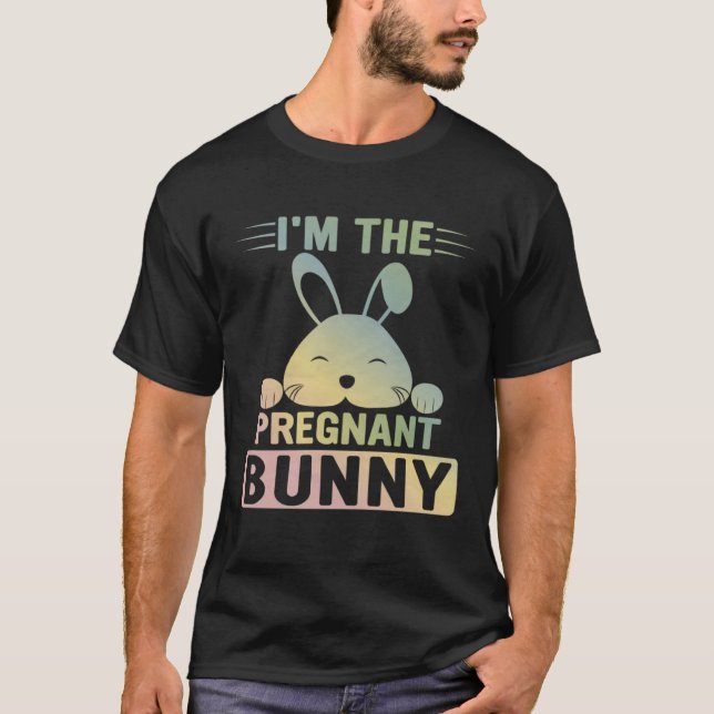 Camiseta Festa de Páscoa Familiar Eu sou o Bunn Grávida (Frente)