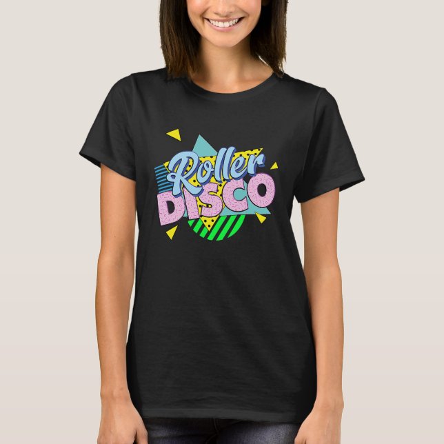 Camiseta Festa de Patins de Rolamento dos Anos 80  ROLLER D (Frente)
