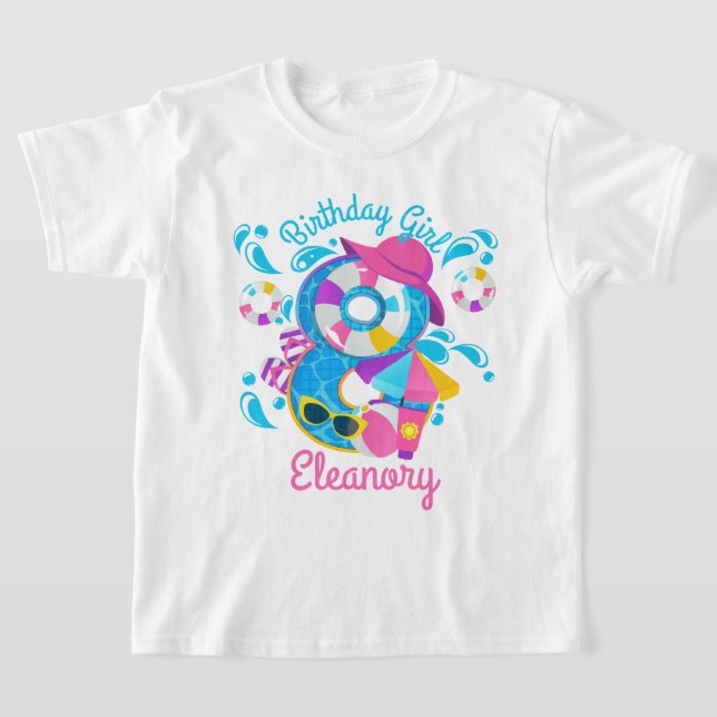 Camiseta Festa de piscina Aniversário Oito Verão (Postura )