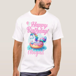Camiseta Festa de Piscina Cute Rainbow Rosquinha Unicorn