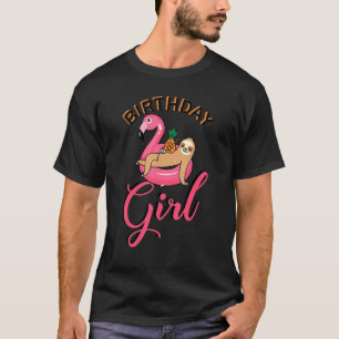 Camiseta Festa de Piscina de Aniversário da Rapariga Sloth 