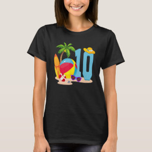 Camiseta Festa de Piscina de Bola de Praia de 10 Anos Anive