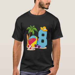 Camiseta Festa de Piscina de Bola de Praia de 8 anos Aniver